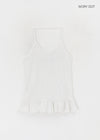 Trokin Dot Frill Halter Sleeveless Top