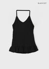 Trokin Dot Frill Halter Sleeveless Top
