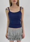 Jardin Square Neck Ribbed Sleeveless Top (Built-in Bra)