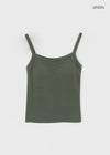 Jardin Square Neck Ribbed Sleeveless Top (Built-in Bra)