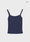 Jardin Square Neck Ribbed Sleeveless Top (Built-in Bra)
