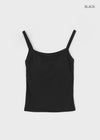 Jardin Square Neck Ribbed Sleeveless Top (Built-in Bra)