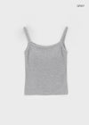 Jardin Square Neck Ribbed Sleeveless Top (Built-in Bra)