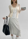 Mine Chiffon Frill Dot Midi Skirt