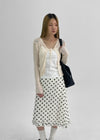 Mine Chiffon Frill Dot Midi Skirt