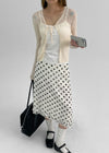 Mine Chiffon Frill Dot Midi Skirt