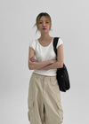 Gelos Pattern Cap Sleeve Short Sleeve T-shirt
