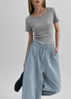 Loveki Basic Round Short Sleeve T-shirt