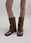 Drab Folding Slip-on Mid-calf Boots