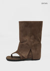 Drab Folding Slip-on Mid-calf Boots