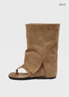 Drab Folding Slip-on Mid-calf Boots