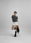 Selchu One-Shoulder Stripe Short Sleeve Tee