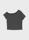 Selchu One-Shoulder Stripe Short Sleeve Tee