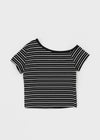 Selchu One-Shoulder Stripe Short Sleeve Tee