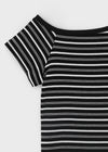 Selchu One-Shoulder Stripe Short Sleeve Tee