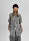 (UNISEX) Dalpo Seersucker Short Sleeve Check Shirt