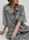 (UNISEX) Dalpo Seersucker Short Sleeve Check Shirt