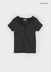 Dot Stripe Henley Neck Short Sleeve Hoodie