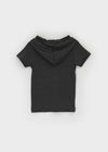 Dot Stripe Henley Neck Short Sleeve Hoodie