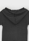 Dot Stripe Henley Neck Short Sleeve Hoodie