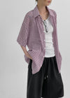 (UNISEX) Dalpo Seersucker Short Sleeve Check Shirt