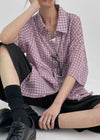(UNISEX) Dalpo Seersucker Short Sleeve Check Shirt