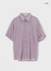 (UNISEX) Dalpo Seersucker Short Sleeve Check Shirt