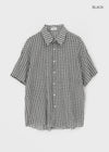 (UNISEX) Dalpo Seersucker Short Sleeve Check Shirt