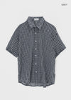 (UNISEX) Dalpo Seersucker Short Sleeve Check Shirt