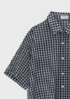 (UNISEX) Dalpo Seersucker Short Sleeve Check Shirt