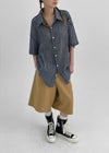 (UNISEX) Dalpo Seersucker Short Sleeve Check Shirt