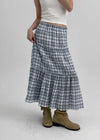 Doomki Summer Check Long Skirt