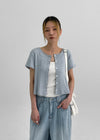 Krerba Cotton Punching Short Sleeve Cardigan
