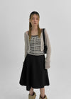 Denepher Asymmetric Flare Midi Skirt