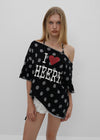 [MADE] Chiri Dot Print Off-Shoulder Short Sleeve Tee