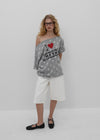 [MADE] Chiri Dot Print Off-Shoulder Short Sleeve Tee