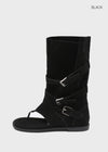Dumbo Buckle Suede Thong Mid Boots