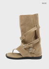 Dumbo Buckle Suede Thong Mid Boots