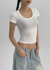 Dicuber Slim U-Neck Short Sleeve Tee