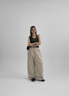 Wilep Folding Back Pocket Wide Cotton Pants