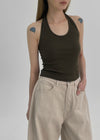 Rachit Ribbed Crop Halter Sleeveless Top