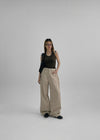 Wilep Folding Back Pocket Wide Cotton Pants