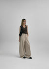 Wilep Folding Back Pocket Wide Cotton Pants