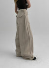 Wilep Folding Back Pocket Wide Cotton Pants