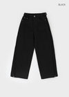 Wilep Folding Back Pocket Wide Cotton Pants
