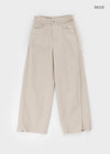 Wilep Folding Back Pocket Wide Cotton Pants