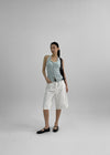 Ollatin Button Backless Halter Sleeveless Top (Built-in Cap)