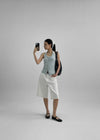 Ollatin Button Backless Halter Sleeveless Top (Built-in Cap)