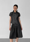 Lanby Pocket Asymmetric Button Puff Shirt