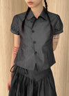 Lanby Pocket Asymmetric Button Puff Shirt